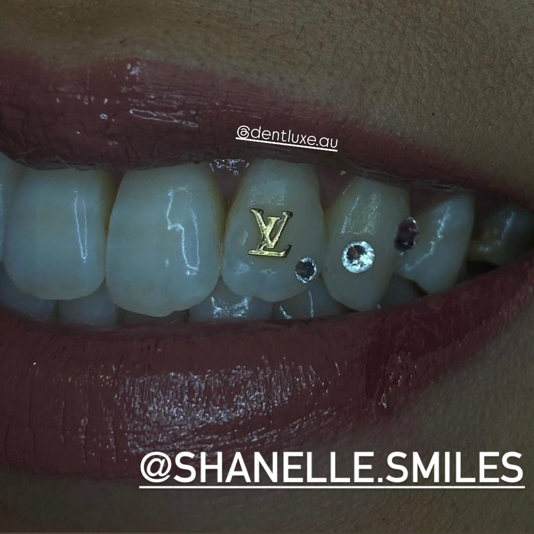 18k Gold Tooth Gem LV LOGO